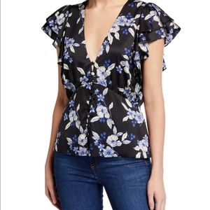 Veronica Beard Polly Floral Button-Front Top